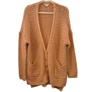 Bar III XL Pink Mauve Chunky Knit Oversized V-Neck Longline Cardigan Sweater
